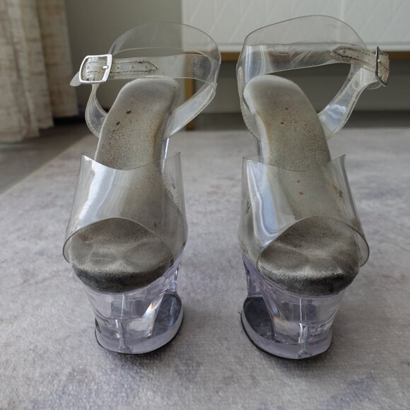 Clear 7-Inch Half-Moon Platform Heels - Picture 8 of 11